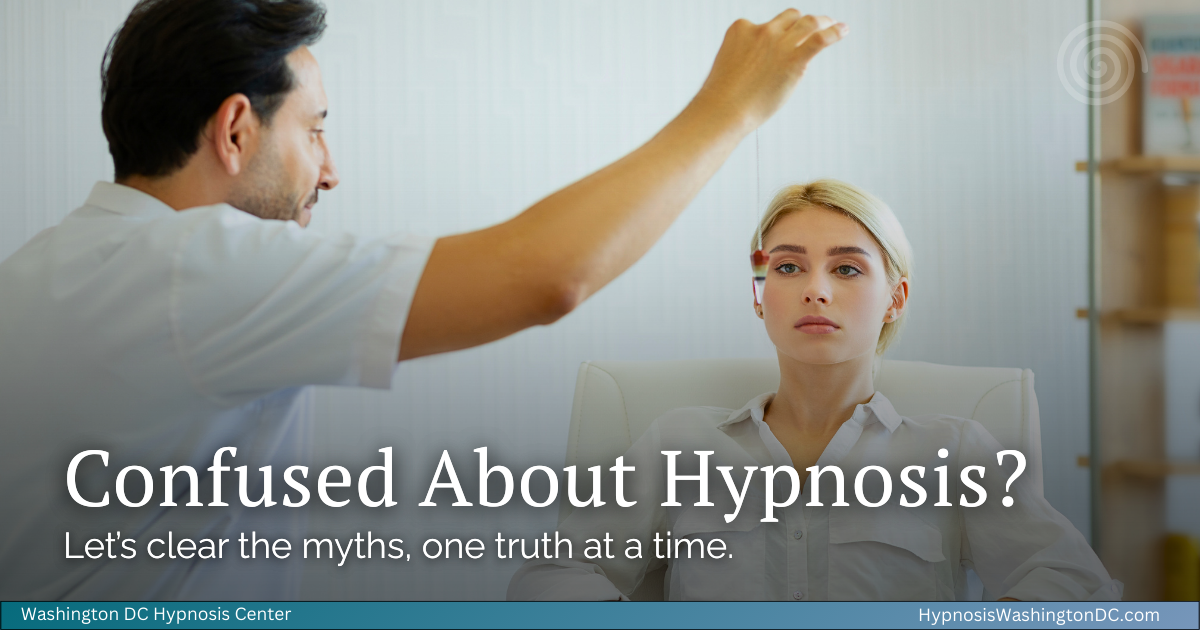 Skeptical woman learning the truth about hypnosis fears at Washington DC Hypnosis Center
