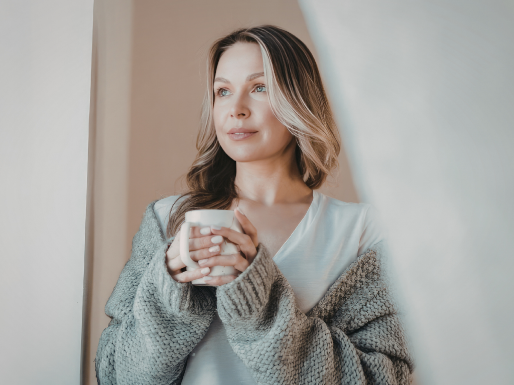 Woman calm and steady after hypnosis for stress relief